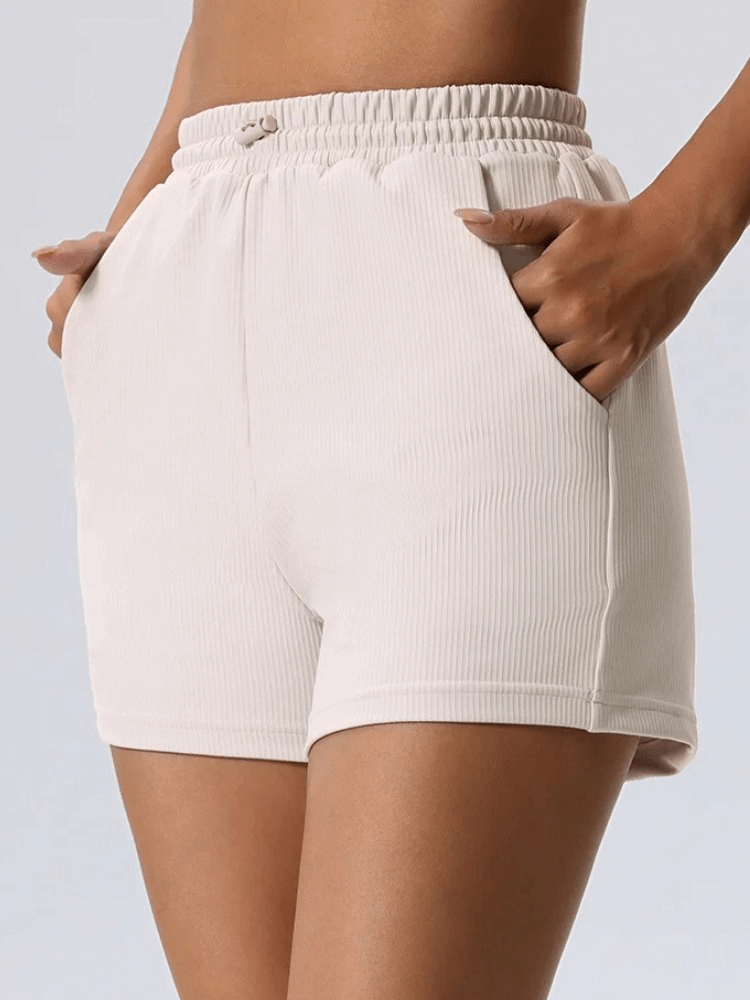 Stylish Women's Ribbed Yoga Shorts with Pockets for Active Lifestyle - Perfect for Running, Fitness, and Seasonal Wear